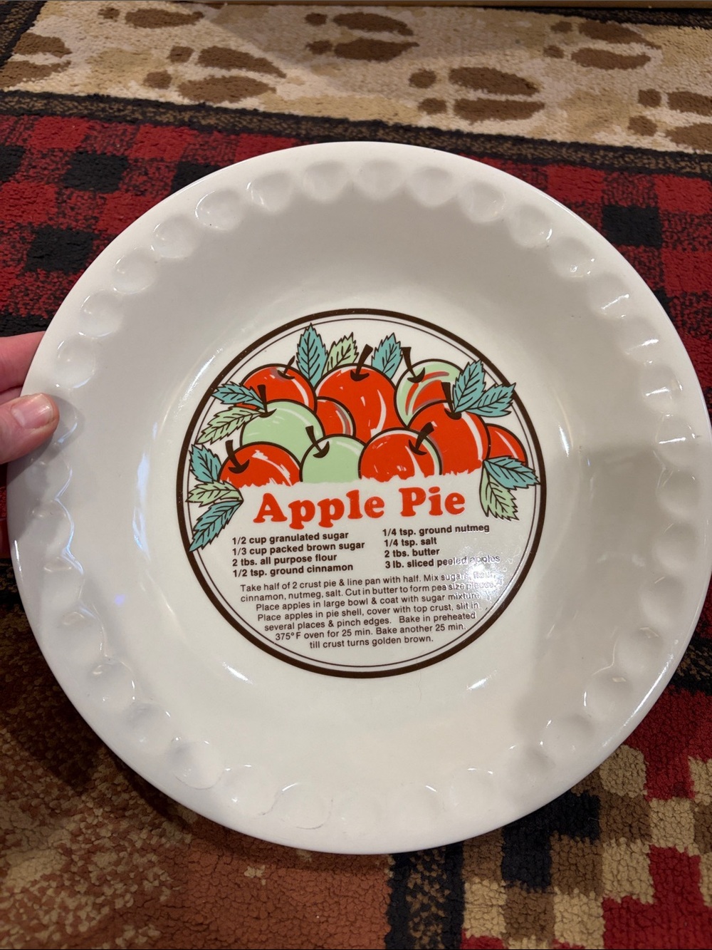 Vintage Sunnycraft recipe pie plate